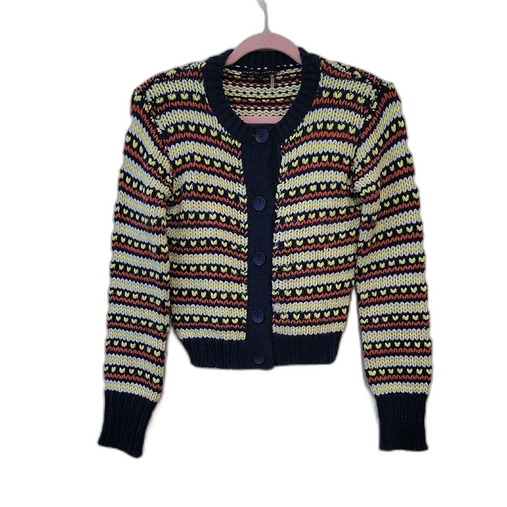 English Factory Fair Isle Multicolor Cardigan Cottagecore Grandpa Sweater Cozy